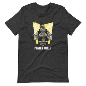 Gaming Shirt - Player Killer - Sadistic Cyberpunk Style Character - Yellow - Dark Grey Heather - Dubsnatch