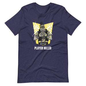 Gaming Shirt - Player Killer - Sadistic Cyberpunk Style Character - Yellow - Heather Midnight Navy - Dubsnatch
