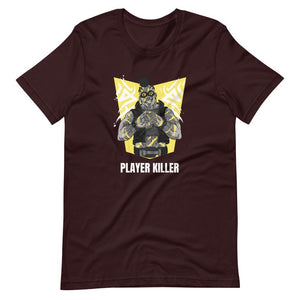 Gaming Shirt - Player Killer - Sadistic Cyberpunk Style Character - Yellow - Oxblood Black - Dubsnatch