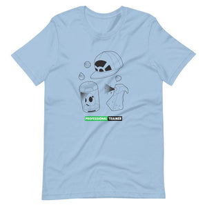 Gaming T-Shirt - Professional Trainer - Monsters Catching Items - Green - Alternative - Light Blue - Dubsnatch