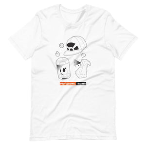 Gaming T-Shirt - Professional Trainer - Monsters Catching Items - Orange - Alternative - White - Dubsnatch