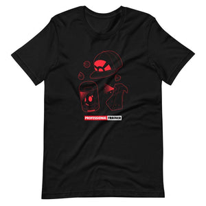 Gaming T-Shirt - Professional Trainer - Monsters Catching Items - Red - Black - Dubsnatch
