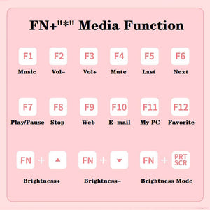 Girly Keyboard Backlight Numeric Keys USB Media Controls