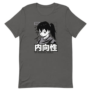 Gray Thinking Black Hair Ponytail Girl Shirt Inner World