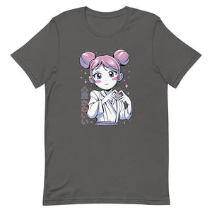 Gray Two Pom Pom UwU Girl Shirt Heart Hands