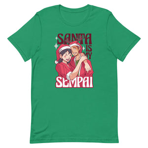 Green Amusing Anime Couple Shirt Santa Sempai Love