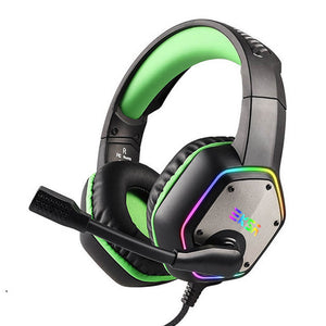 Green 7.1 Surround Sound Headset Mic Noise Canceling RGB USB