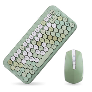 Green 2.4Ghz Wireless Slim Honeycomb Combo Keyboard Mouse Multi-Color