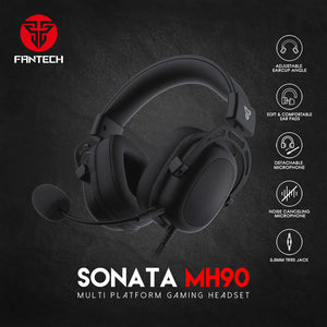 HiFi Black Aluminum Headset Mic Over-Ear 3.5mm Jack Sonata MH90