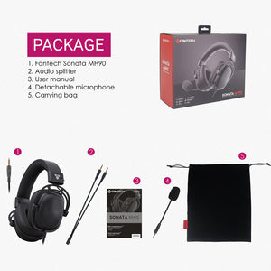 HiFi Black Aluminum Headset Mic Over-Ear 3.5mm Jack Package