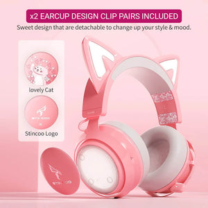 Kawaii Cat Headset Microphone 7.1 USB LED Earcups Design