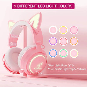 Kawaii Cat Headset Microphone 7.1 USB LED Lights