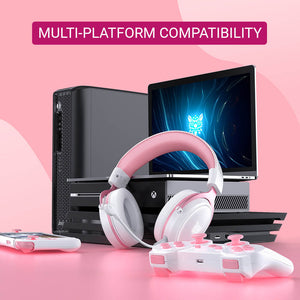 Kitty Girl Headset Microphone 3.5mm Jack LED 7.1 Multi-Platform Compatibility