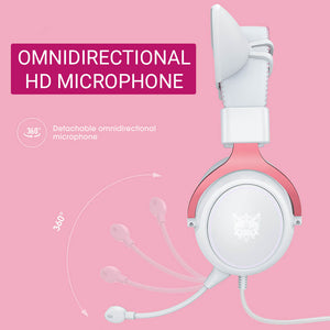 Kitty Girl Headset Omnidirectional HD Microphone 3.5mm Jack LED 7.1