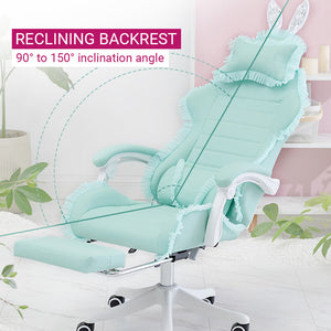 Lace Rabbit Ear Gaming Chair Footrest 90° to 150° Reclining Backrest