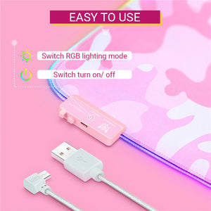 Large Camouflage Mouse Pad Anti-Slip LED Easy to Use