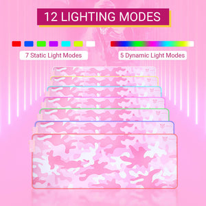 Large Camouflage Mouse Pad Anti-Slip LED Lights