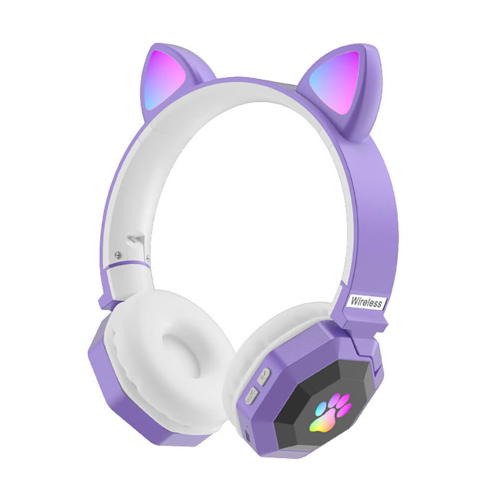 Lavender Wireless Neko Headphones Mic Kiddo RGB