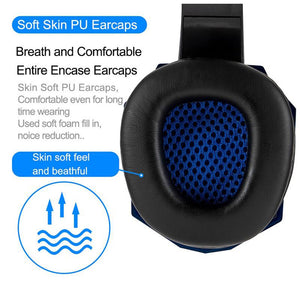 LED Over-Ear Headset Microphone 3.5mm Jack USB Breathable Pads