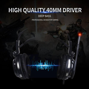 LED 7.1 Surround Sound Headset Microphone USB 40mm Deep Bass