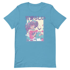 Medium Turquoise Double Purple Ponytail Kawaii Girl Shirt Dreamy Plushies