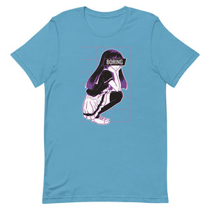 Medium Turquoise Glitchy Bored Anime Schoolgirl Tee Asocial Classmate