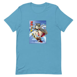 Medium Turquoise Stylish Urban Skate Cat Girl Shirt Ollie Trick