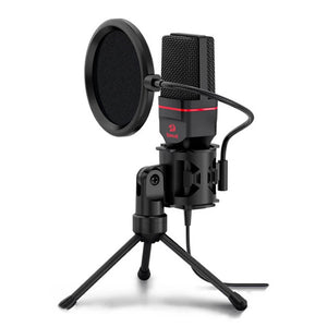 Modern Black Cardioid Microphone Pop-Filter Tripod 3.5mm Jack