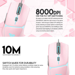 Optical Mouse Macro Adjustable 8000 DPI Backlight USB