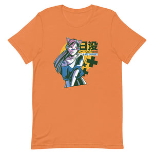 Orange Stylish Anime Girl Cat Headphones Tee Urban Modern