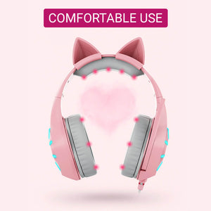 Over Ear RGB Headset Mic USB 3.5mm Jack Comfortable Use