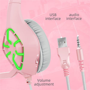 Over Ear RGB Headset Mic USB 3.5mm Jack Ports