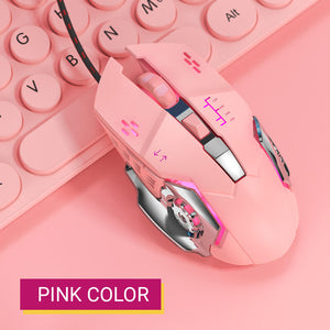 Pink Color Girly Mouse Optical 3200 DPI USB Backlight