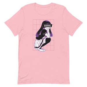 Pink Glitchy Bored Anime Schoolgirl Tee Asocial Classmate