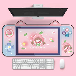 Pink Large Peach Fruit Girl Mouse Pad Anti-Slip