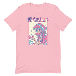 Pink Lovely Harajuku Girl Shirt Glasses Bubble Tea