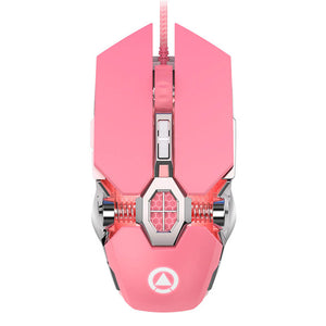 Pink Mechanical Mouse Macro 3200 DPI Quiet Backlight