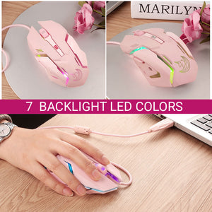 Pink Mouse Unicorn 3200 DPI Backlight LED