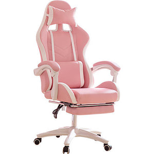 Pink Pretty Double Color Gaming Chair Footrest Rectractable Armrest