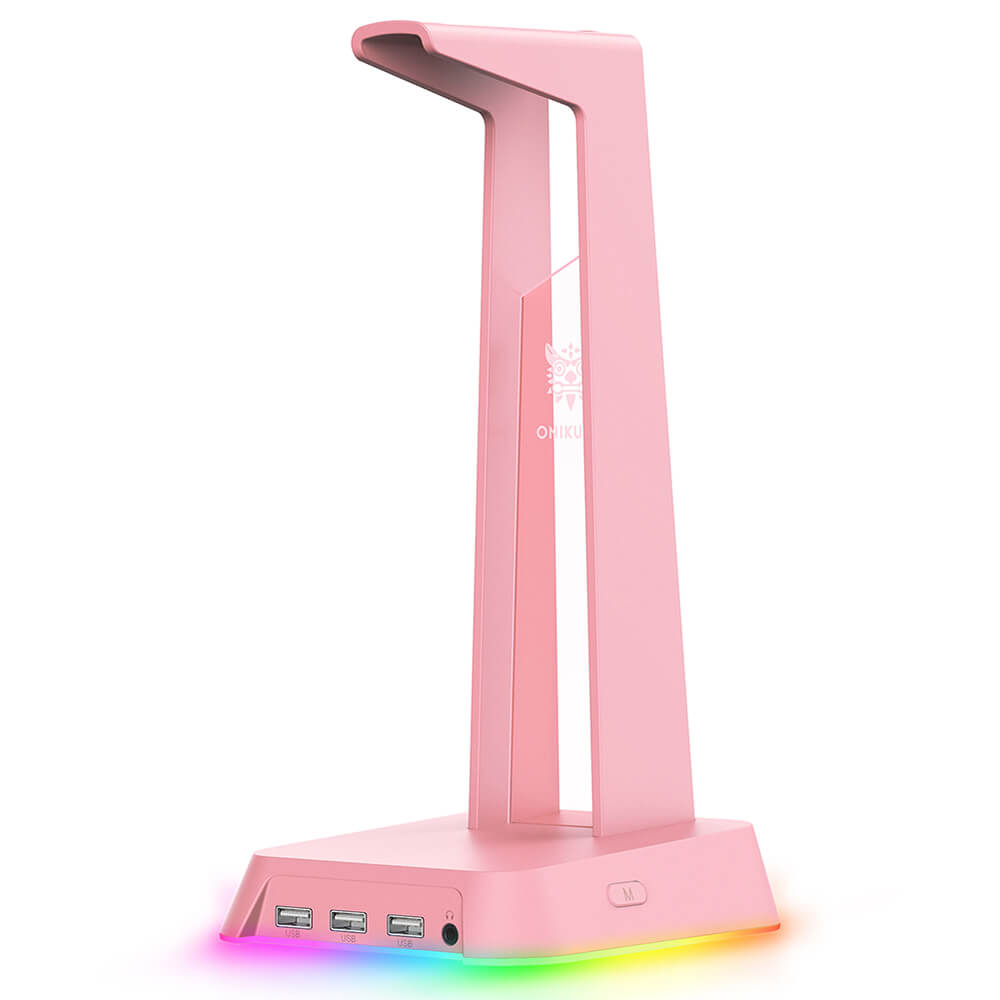 Pink Triple USB Headset Stand RGB 3.5mm Jack