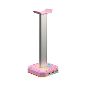 Pink Triple USB 2.0 Headset Stand RGB Lighting