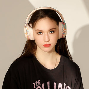 Pink Wireless Cartoon Art Headset Microphone HiFi RGB Girl