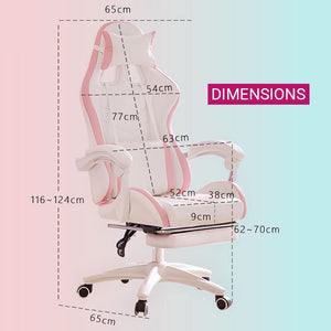Pretty Double Color Gaming Chair Footrest Rectractable Armrest Dimensions