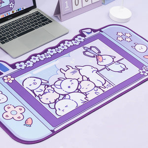 Purple Large Cute Bunny Mouse Pad Anti-Slip