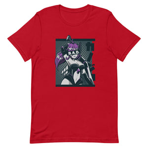 Red Long Sword Sad Anime Fighter Girl Shirt Sexy Armor