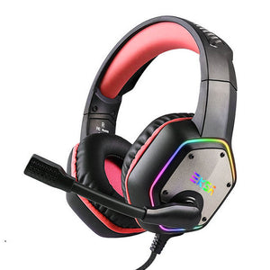 Red 7.1 Surround Sound Headset Mic Noise Canceling RGB USB
