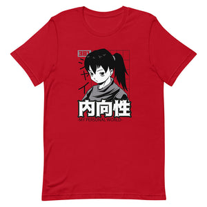 Red Thinking Black Hair Ponytail Girl Shirt Inner World
