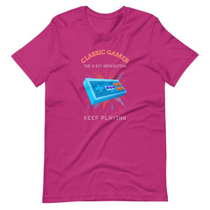 Retro Gaming Shirt - Classic Gamer The 8 Bit Generation Keep Playing - Classic Gamepad - Berry - Dubsnatch