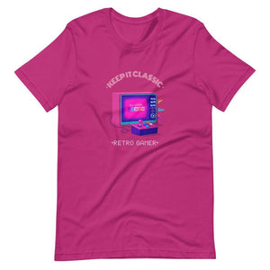 Retro Gaming Shirt - Keep It Classic - Vintage Television - Berry - Dubsnatch