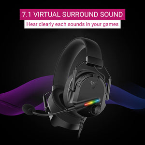 RGB 7.1 Surround Sound Black Gaming Headset Mic USB